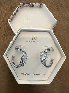 Bomb Party Jewelry Crystal and Silver Tone April 2025 Collection Earrings NIB